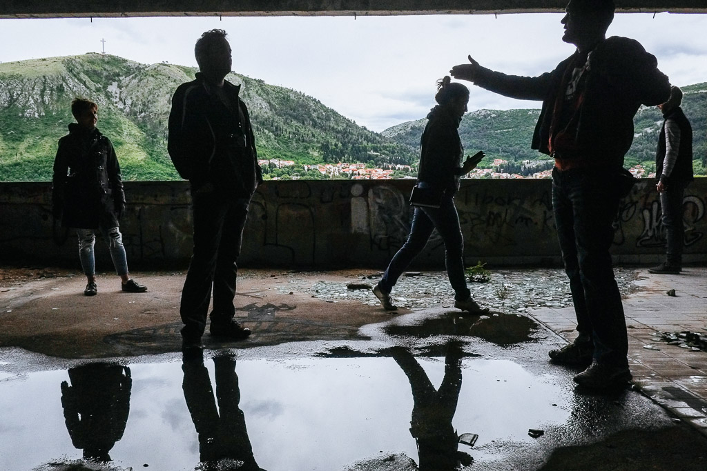 abandoned sniper tower bank mostar