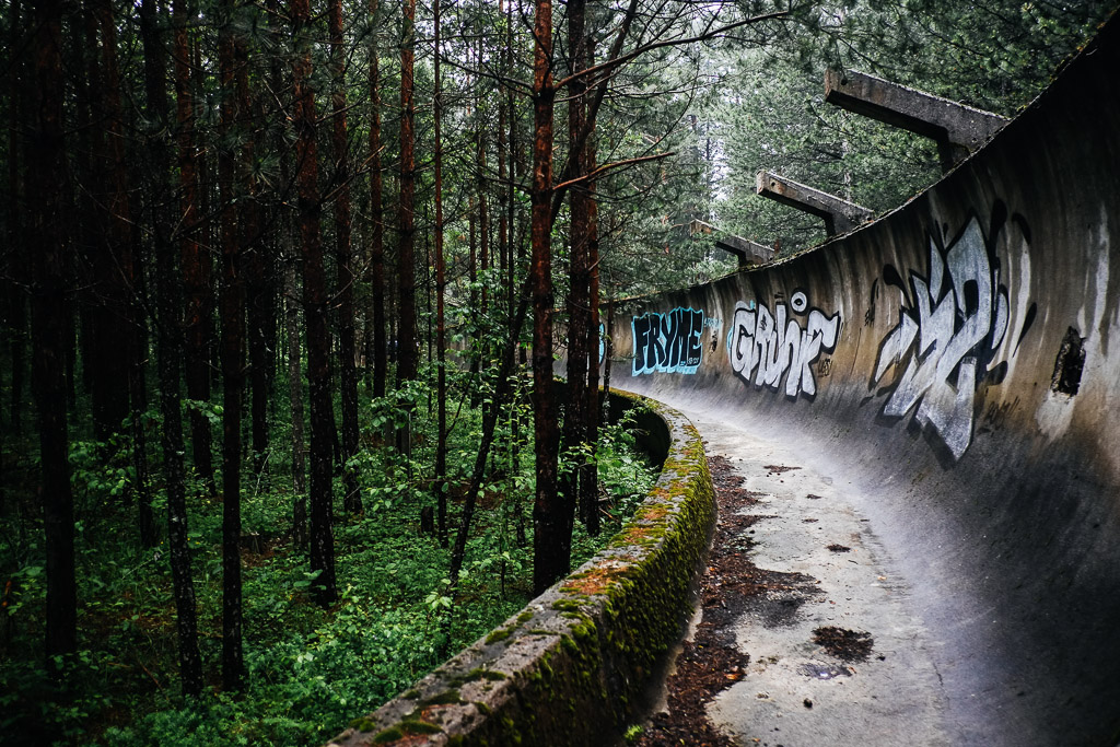 abandoned bobsled track Bosnia