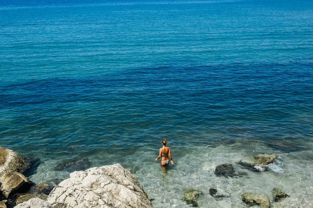 The Albanian Riviera. Running along the Ionian Sea in the south of Albania, under the shadow of the Ceraunian mountain range, travellers have been coming here for a very long time. Even Julius Ceasar stopped for a dip.