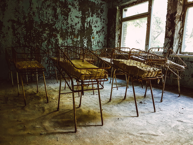 Pripyat Hospital, near Chernobyl. Haunting.