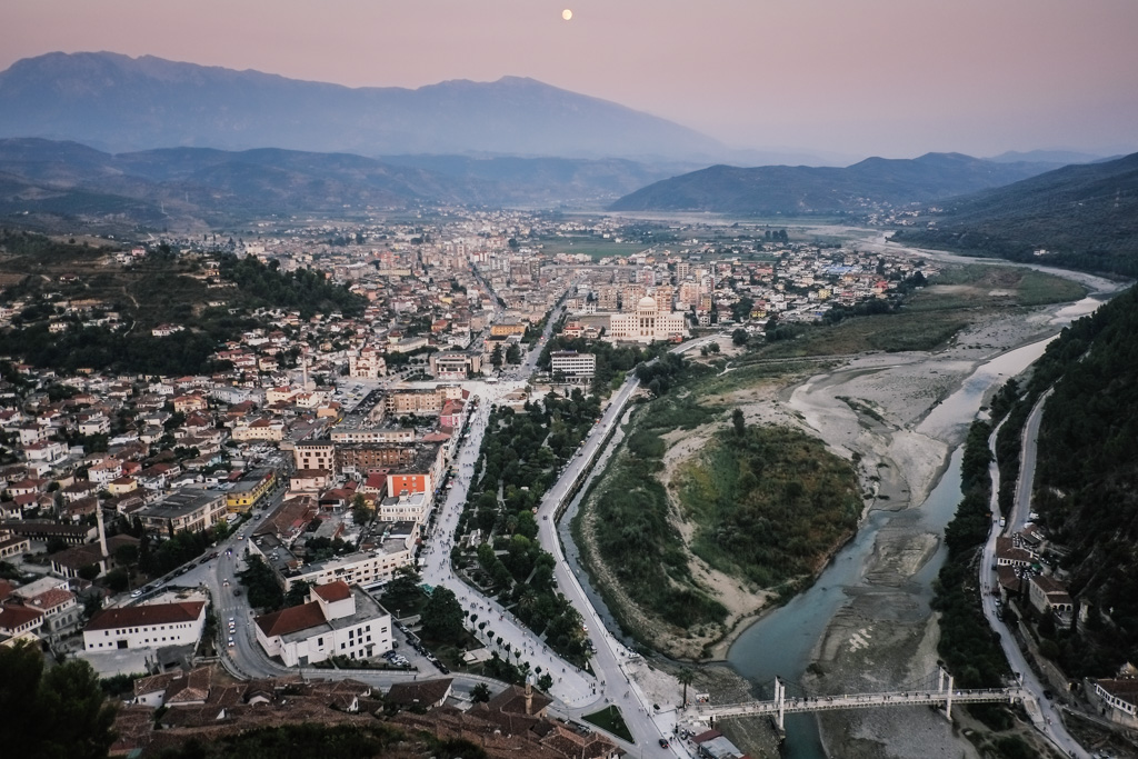 berat sunset albania castle