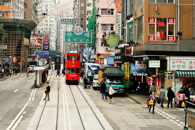 Hong Kong tram, street scene