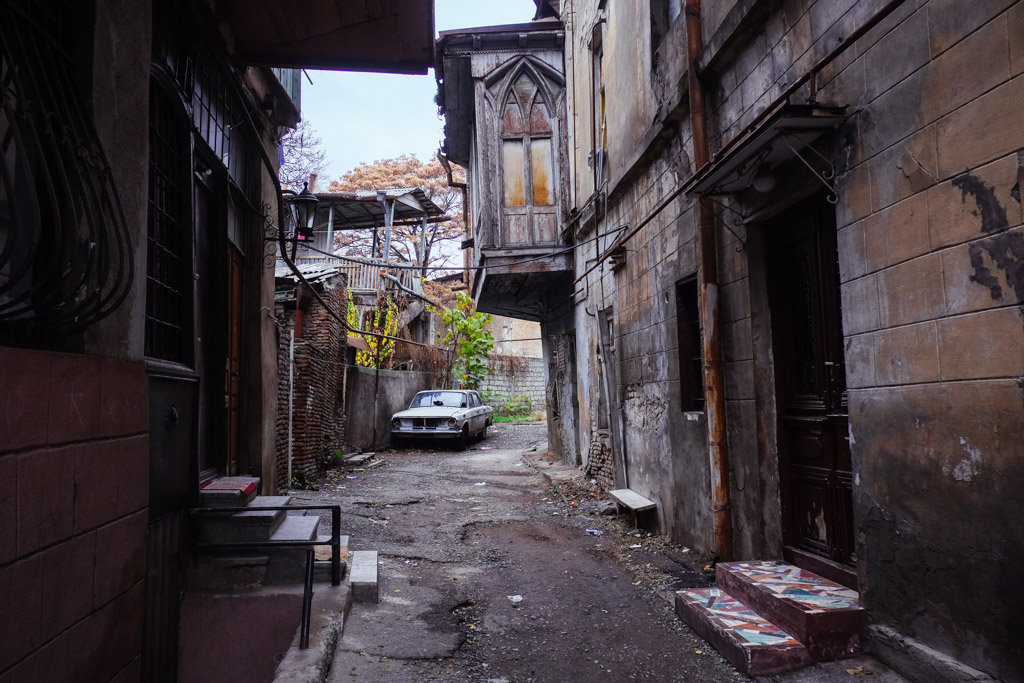 Typical street scene in Old Tbilisi, Georgia.