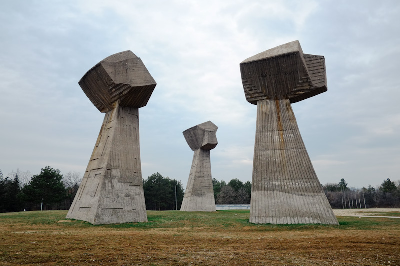 Yugoslavian monuments - communist architecture three fists nis