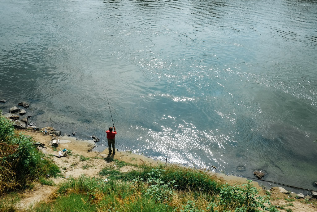 Fishing, downtown Tiraspol, Transnistria.