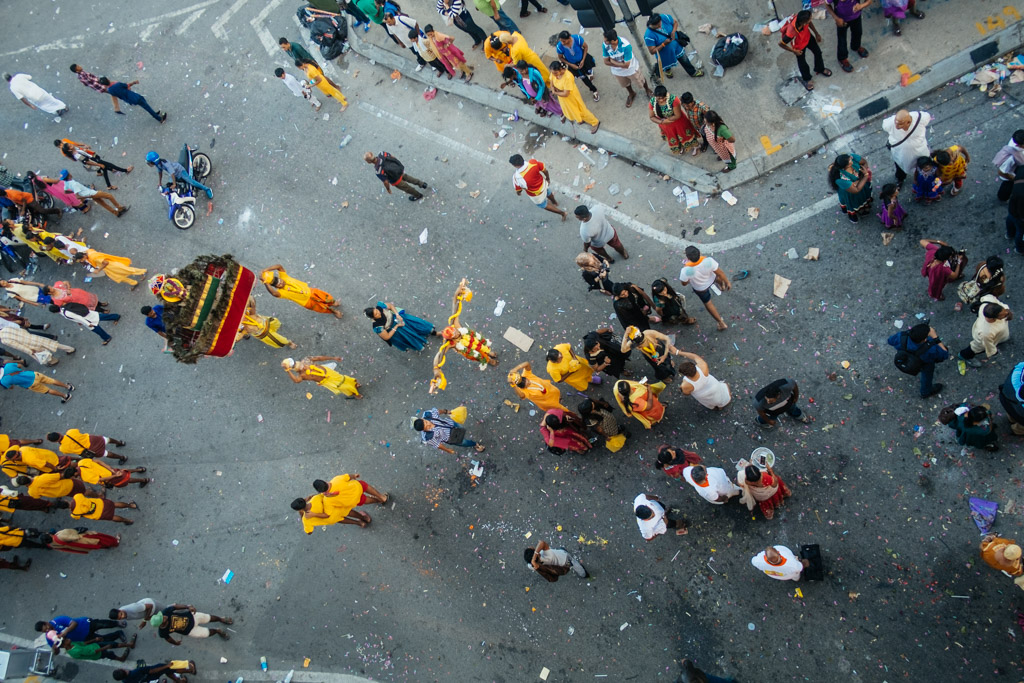 view of thaipusam parade caves